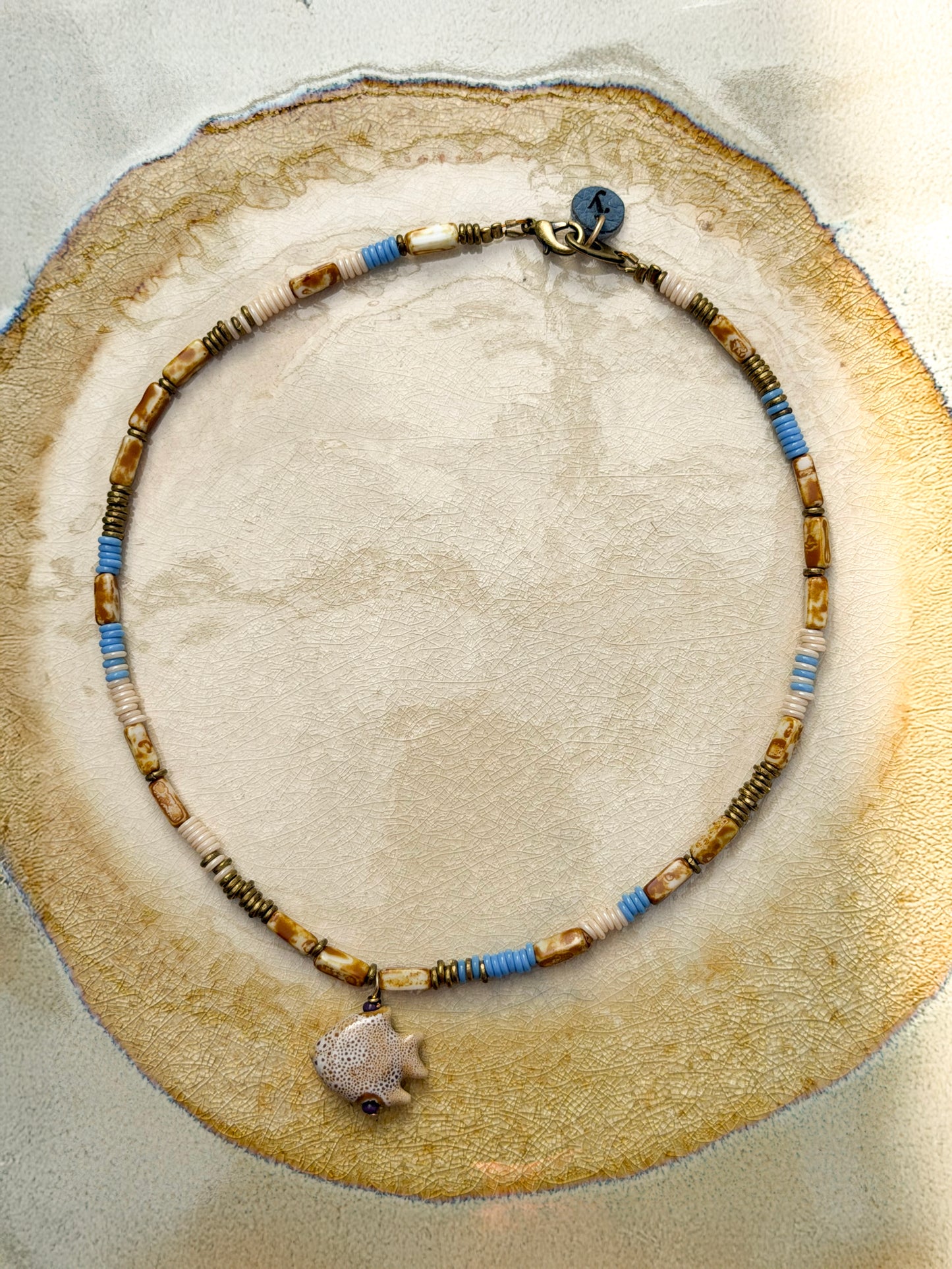 Rosario Necklace Dark Ivory Fish