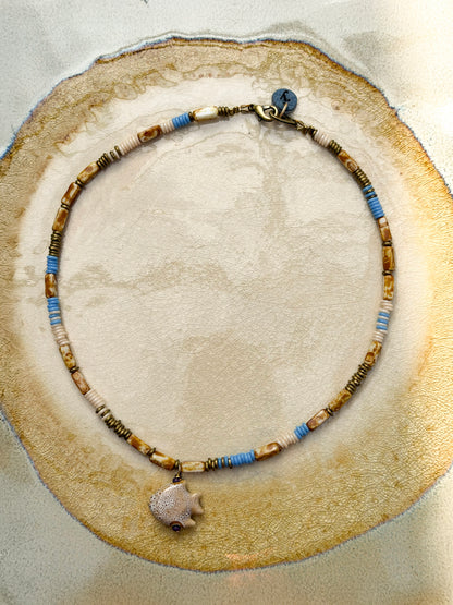 Rosario Necklace Dark Ivory Fish