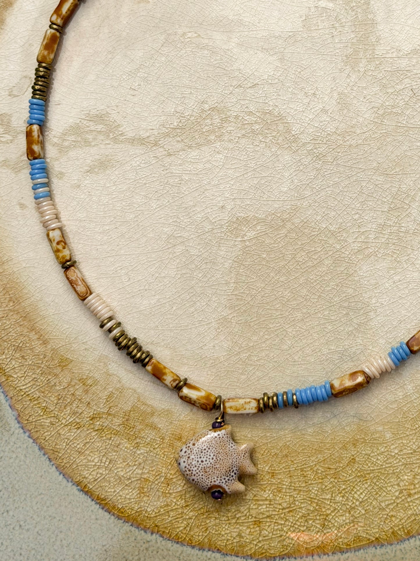 Rosario Necklace Dark Ivory Fish