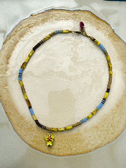 Rosario Necklace Dark Yellow Fish