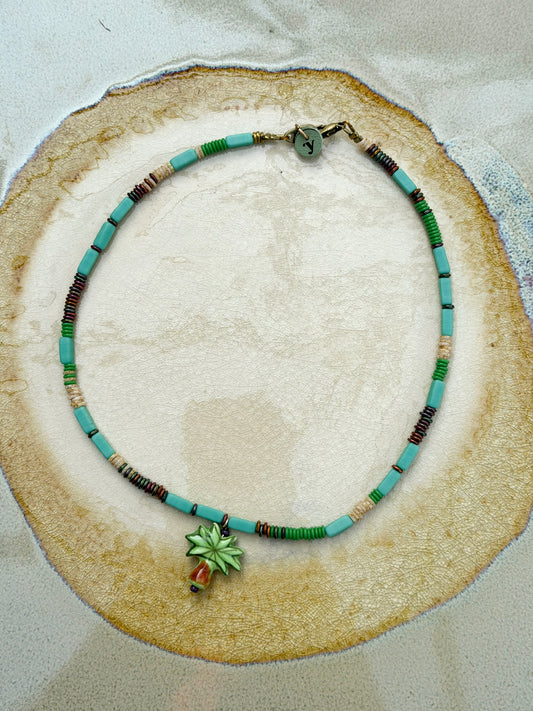 Rosario Necklace Turkoois Palm